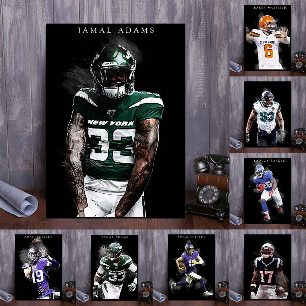 

Famous Rugby Players Tom Brady Poster and Prints Wall Art Canvas Sports Art Painting Football Art Pictures for Living Room Decor