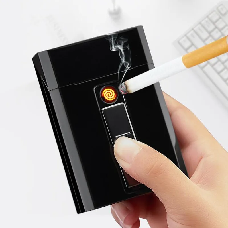Weman Man чехол 20 штук прикуриватель USB коробка зарядка Ветрозащитный беспламенный сигареты электронные зажигалки курительная Замена провода