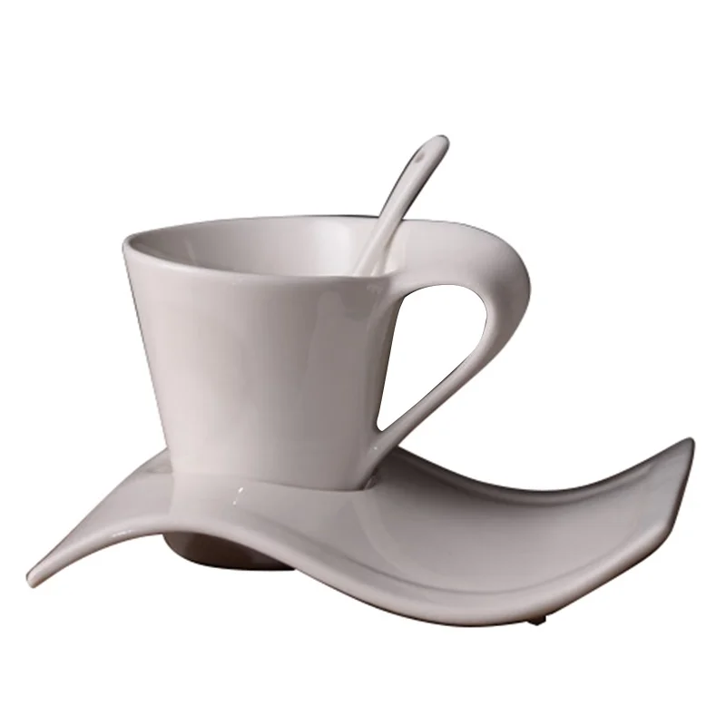 

Ceramic Coffee Saucer-Set Tea-Cup-Set European And Wave 70-220ml Milk-Mug Couple Creative