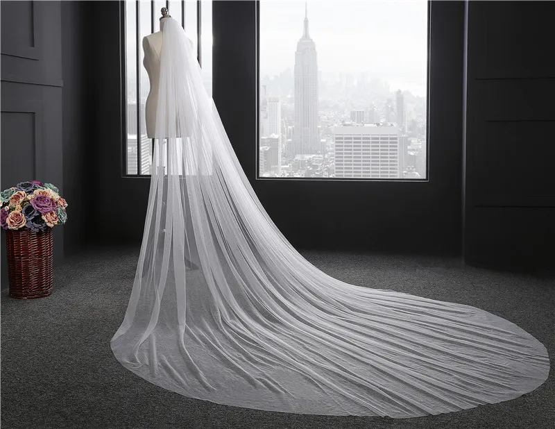2017 Элегантная свадебная фата длиной 3 м. Длинные мягкие свадебные фаты одного