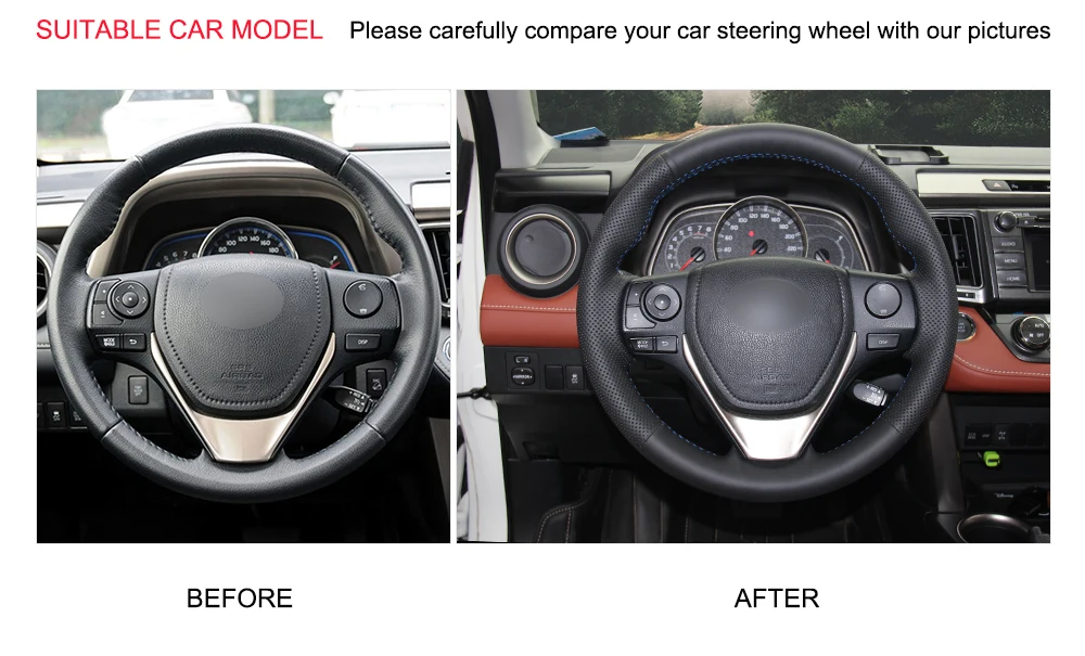 Черная искусственная кожа PU чехол рулевого колеса автомобиля для Toyota RAV4 2013- Corolla- Auris 2013- Scion iM