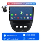 Мультимедийный видеоплеер на Android 10, центральный мультимедийный сенсорный экран BT Mirror Link 4G LTE для Toyota AYGO Peugeot 107 Citroen C1