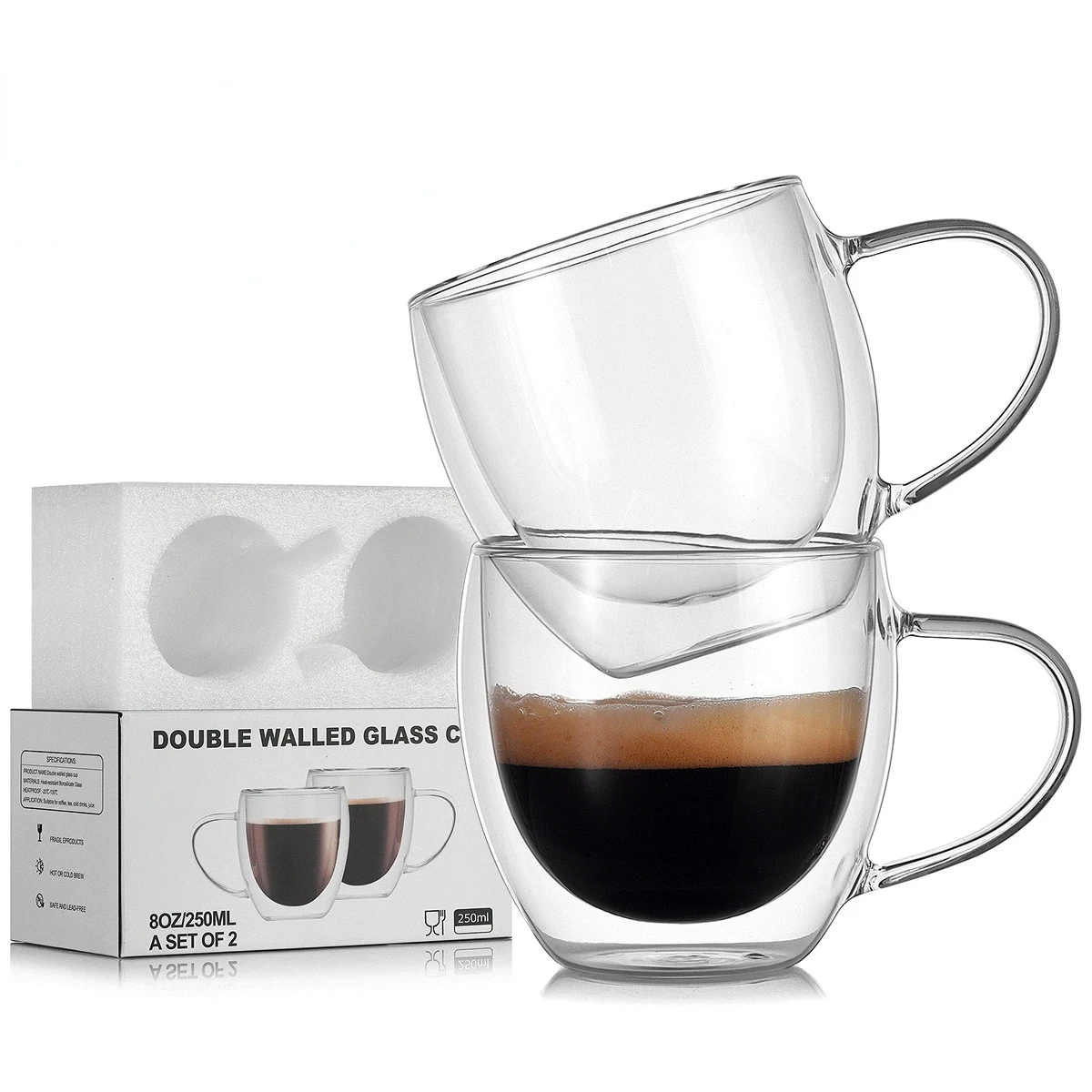 

Home with a coffee cup set high boron silicon double glass coffee mugs transparent glass milk juice cup drinkware