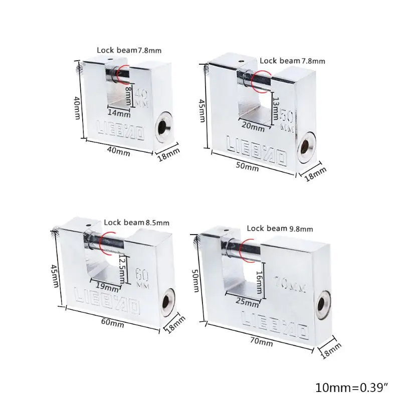 

Stainless Steel Burglar Padlock Security Safety Lock Antique Horizontal Opening