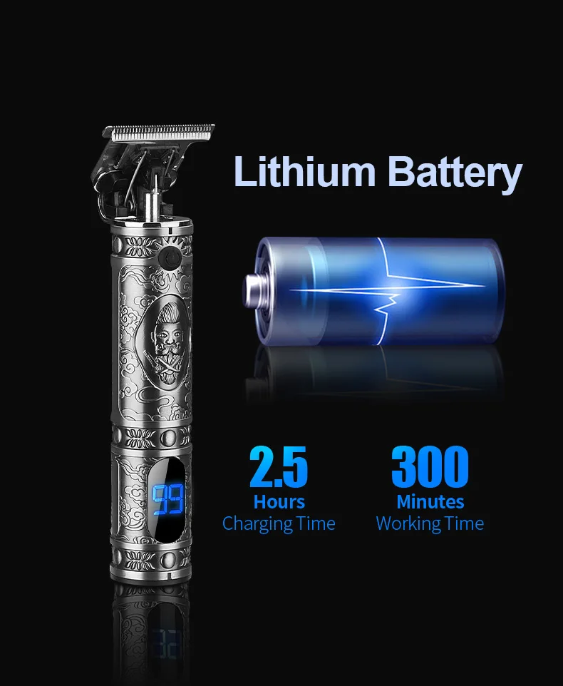

2021 LCD Rechargeable Hair Clipper Electric Hair Trimmer Cordless Shaver Trimmer 0mm Men Barber Hair Cutting Machine for Men