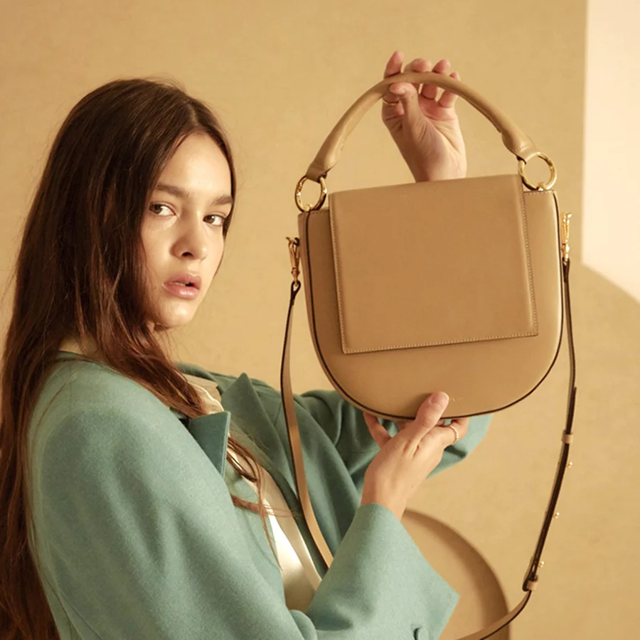 Роскошные дизайнерские кожаные женские сумки через плечо одноцветные с верхней