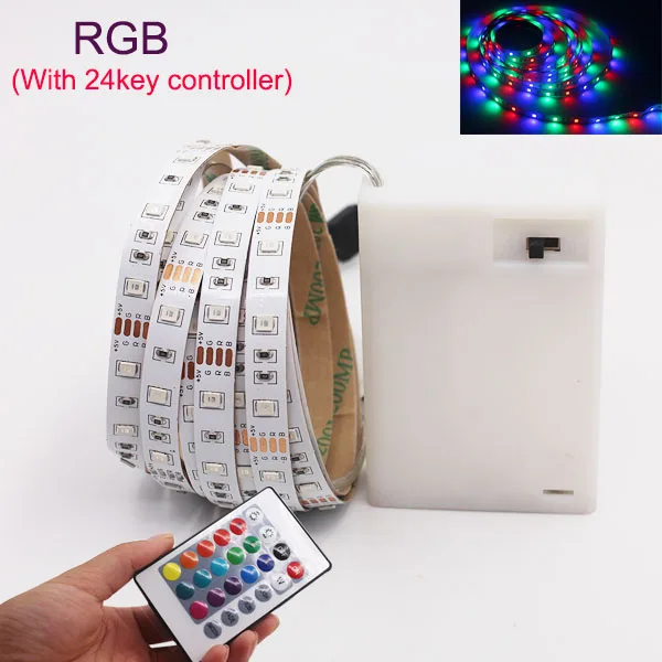 Гибкая светодиодная лента 5 В usb 0,5 м 1 м 2 м 3 м 5 м Светодиодная лента подсветка ТВ-лампы rgb теплая белая Адресуемая неоновая Светодиодная лента - Испускаемый цвет: RGBbatteryWith 24key