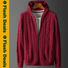 Высококачественный свитер с капюшоном, пальто, мужской свитер, куртка, мужской свитер, пальто, витая зимняя хлопковая плотная трикотажная одежда, мужской кардиган на молнии