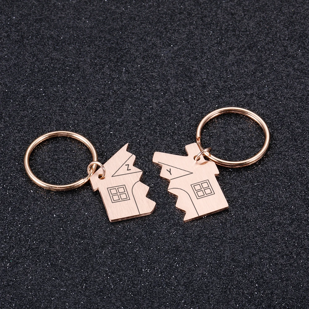 1pair new couple i love you lovers keychain warm house type couple key chain souvenirs valentines day gift built with love home free global shipping