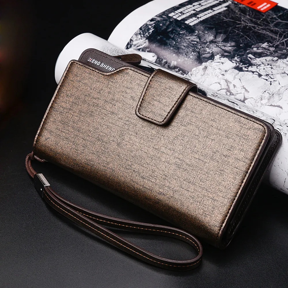 Высококачественный кожаный Длинный кошелек для мужчин мужской клатч на молнии