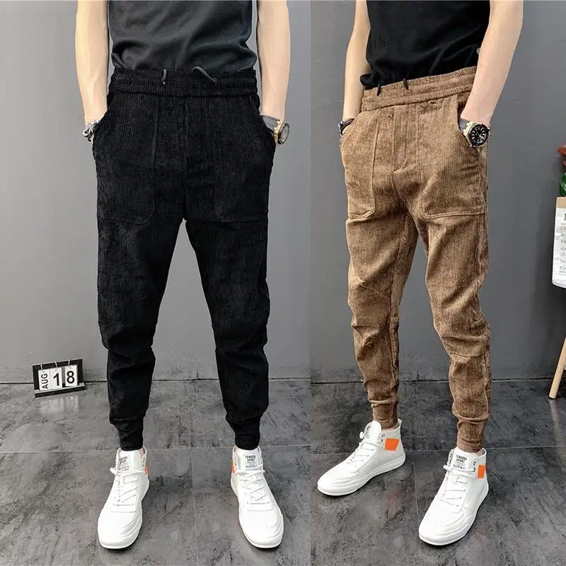

Men's Corduroy Pants Harem Pants Brand Autumn Winter Corduroy Casual Pants Pure Color Trend Sports Men's Pants Joggers Men