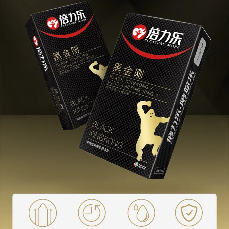 Удовольствие больше 52 мм 10 шт черный король конг гладкие презервативы со смазкой