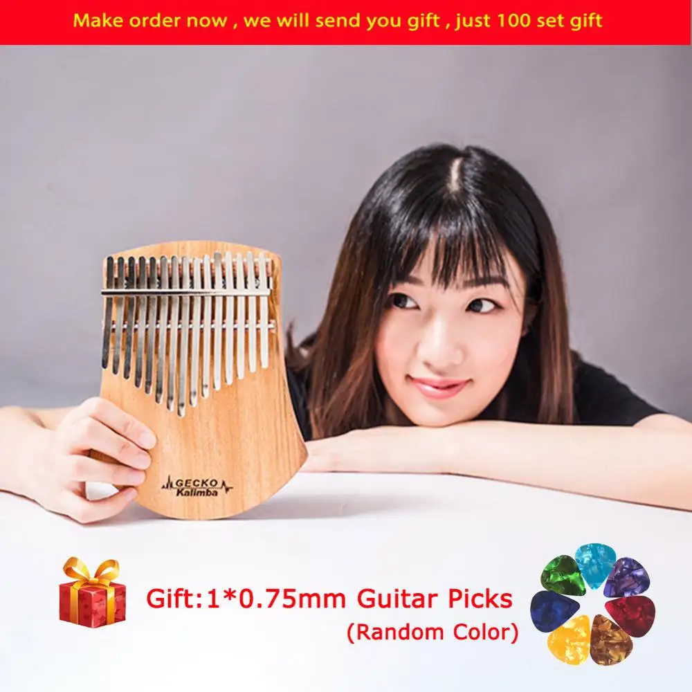 GECKO 17 клавиш Kalimba Африканский камфорный деревянный большой палец пианино