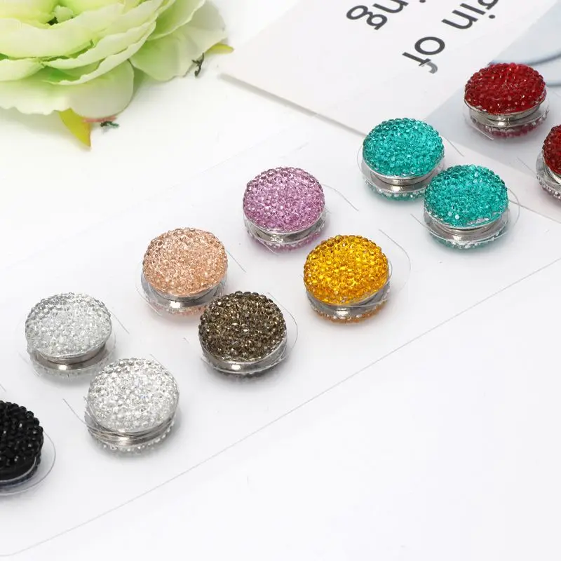 

12 Pairs/Set Muslim Multi-Use Rhinestone Magnetic Scarf Brooches Round Hijab Pins For Women Jewerly
