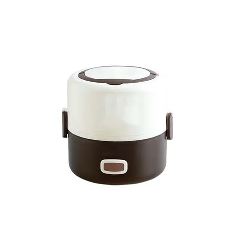 Brown single layer Электрический Ланч-бокс с подогревом, 220 В, Портативный Ланч-бокс с электрическим подогревом, контейнер для еды из нержавеющей стали, термос, Офисная коробка для еды - Цвет: Brown single layer