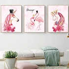 Набор для рисования по номерам на холсте, розовый цветок, фламинго