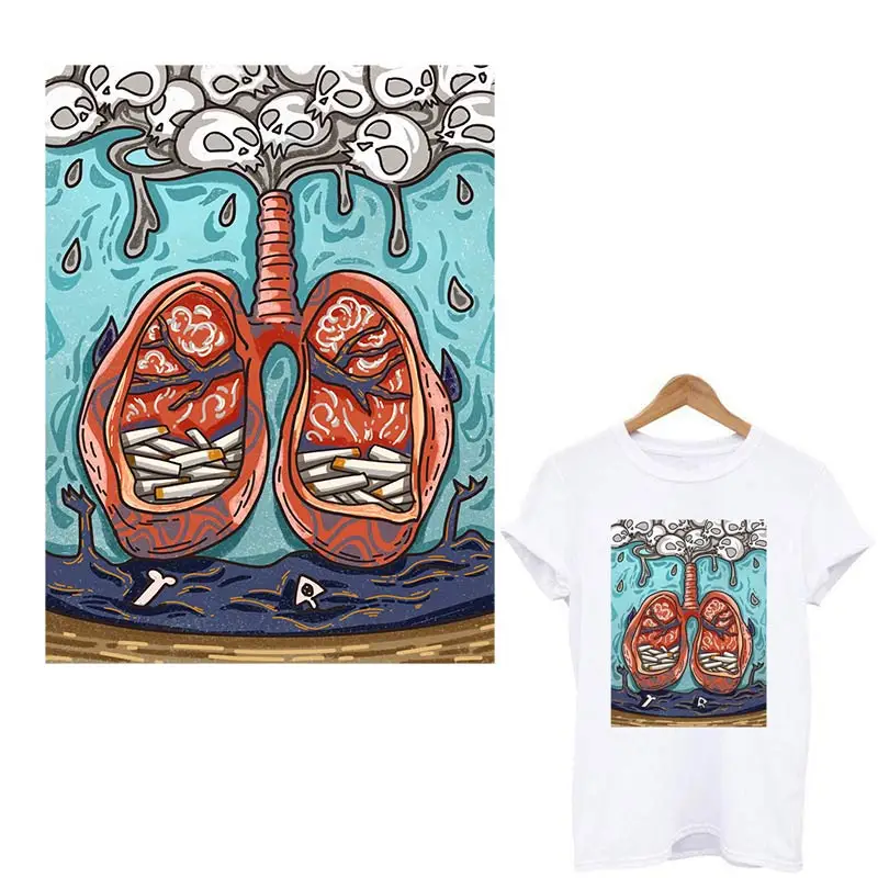 Дыма и легкие черепа наклейки для переноса утюгом одежды панк байкерское