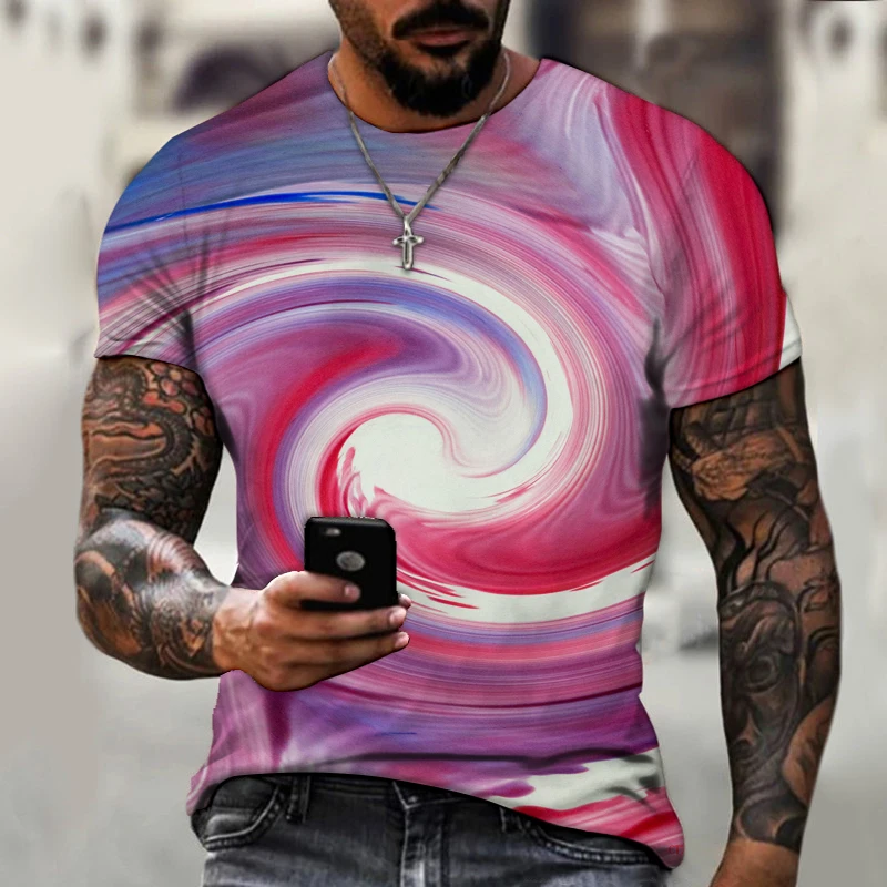 

Summer Hot-selling Digital Printing Men's Printed T-shirt Abstract Color Style Men's Short-sleeved Casual Top Size XXS-6XL