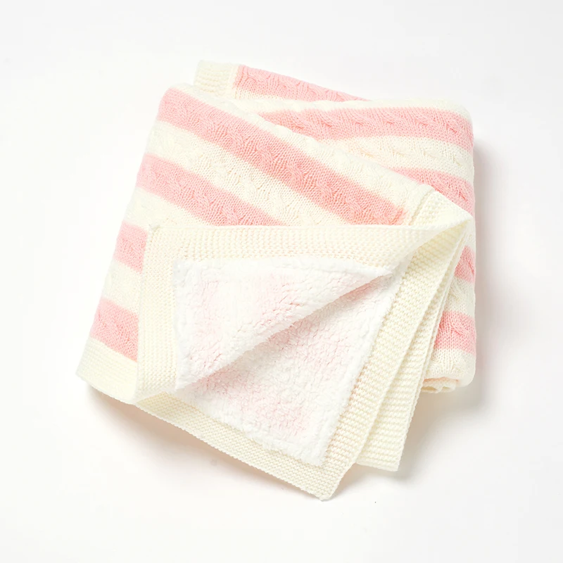 

Winter Baby Blankets Knit Fashion Stripe Plaid Girl Boy Bed Crib Warm Quilt Newborn Infant Stroller Sleeping Soft Cover 100*78CM