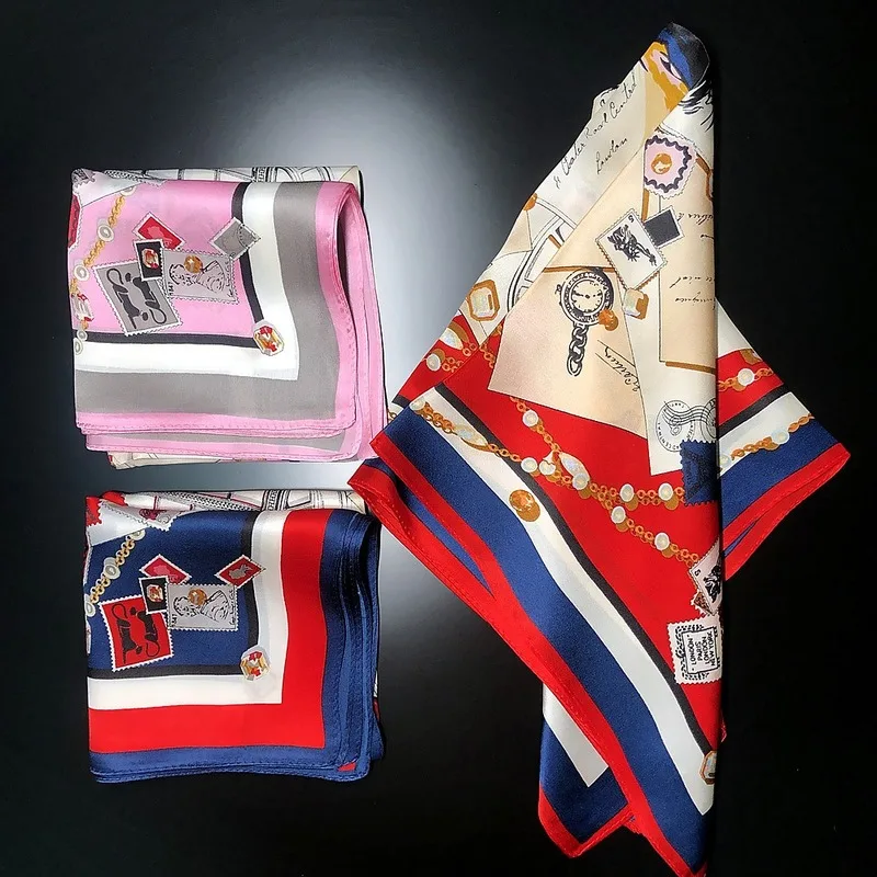 

Personality Women Scarf Sauqre Scarf Korea Style Easy Match Animal Pattern 53cm Luxury 100% Silk Scarves Hijab Scarf Headwear