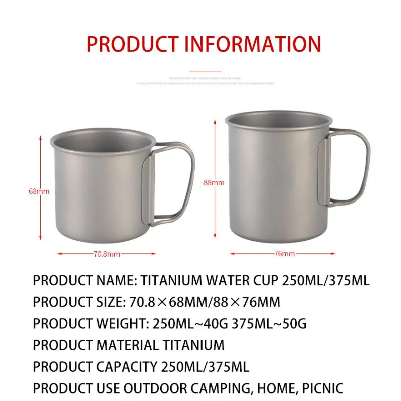 Чашка для кемпинга высокого качества из титана многофункциональная