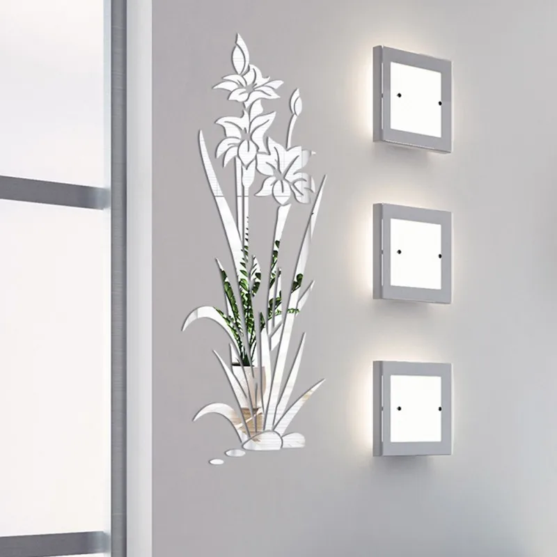 

Acrylic 3D Flower Wall Stickers Hanging DIY Orchid Bedroom Porch Living Room Background Wall Decoration Mirror Sticker Decals