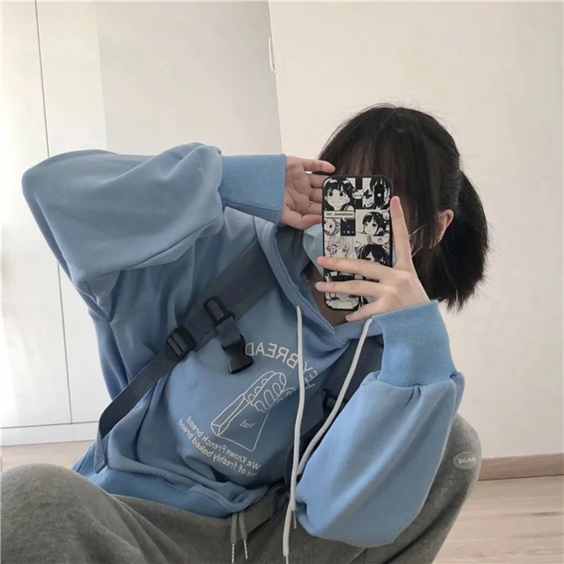 

Hoodie long sleeve Sweatshirt 2021 fresh Harajuku super Dalian Hoodie young women's slim loose retro Hoodie street clothes