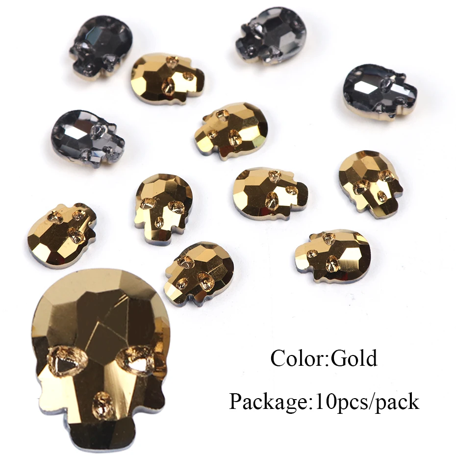 10 шт черепа кости Стразы 3D дизайн ногтей Хэллоуин украшения с плоской задней
