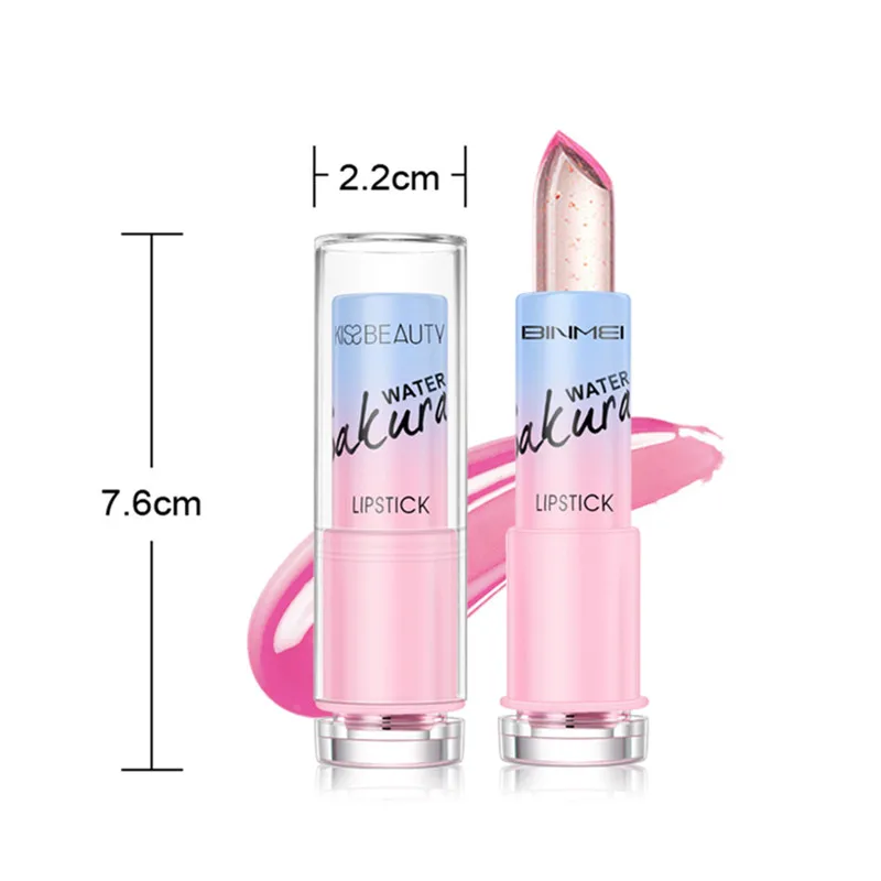 Прозрачная Желейная помада розового цвета меняющая температуру прозрачный