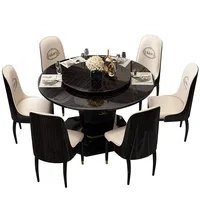 Furniture, luxury dining table, rotary dining table, rotary table, household solid wood dining table and chair combination