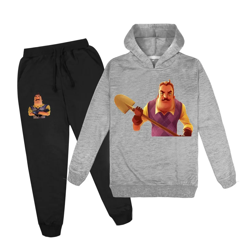 

Z&Y 2-16Y Autumn Shoot Game Hello Neighbor Hoodie+pants Kids 2 Pieces Cartoon Print Long Sleeve Sets Pullover Harajuku Tracksuit