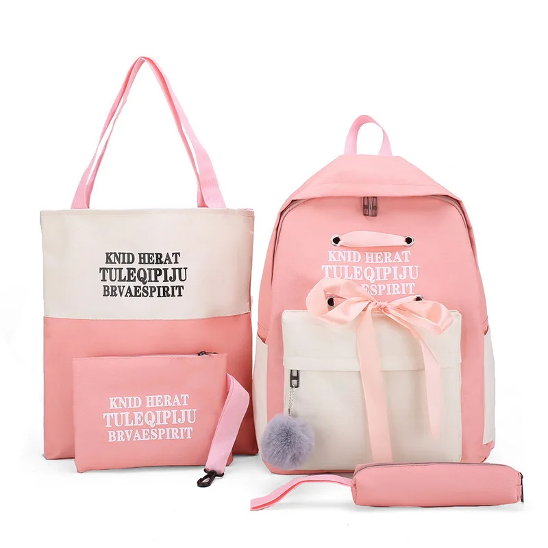 pink 2 Litthing 3 шт./компл. точечная печать холст рюкзак Для женщин школьные сумки для подростков путешествия рюкзаки женский школьный рюкзак - Цвет: pink 2