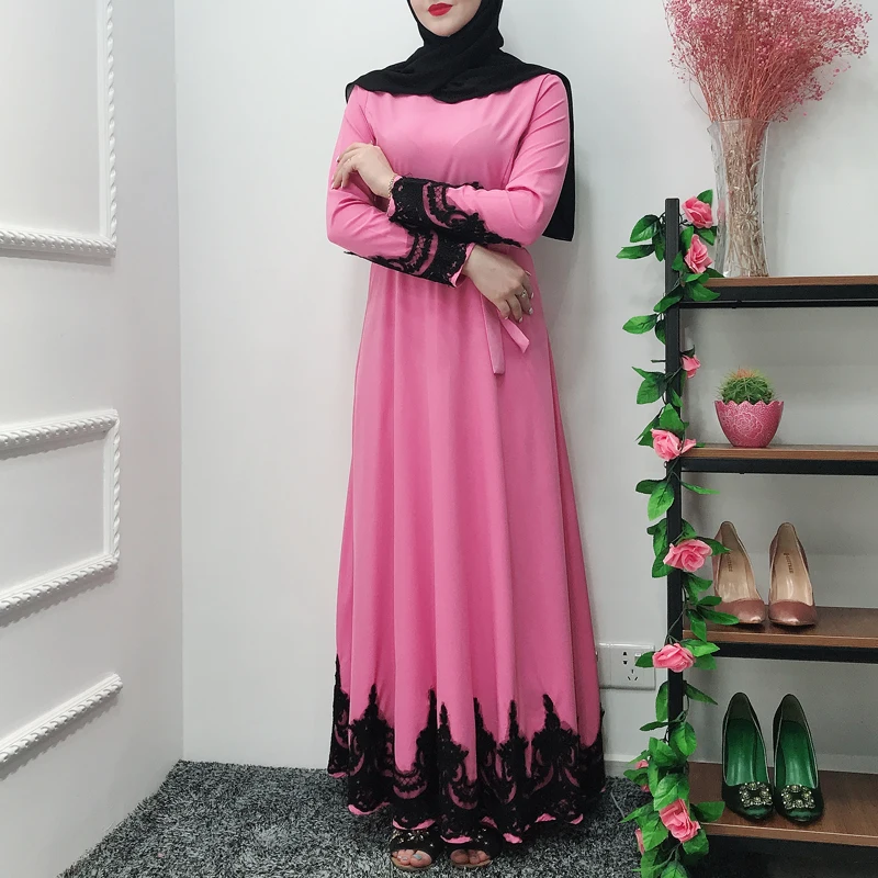 MISSJOY/розовые платья для женщин; модное лоскутное платье с длинным рукавом для молитвы в Дубае; Абая; турецкий ислам; Макси-платье; мусульманская клеид; Арабская одежда