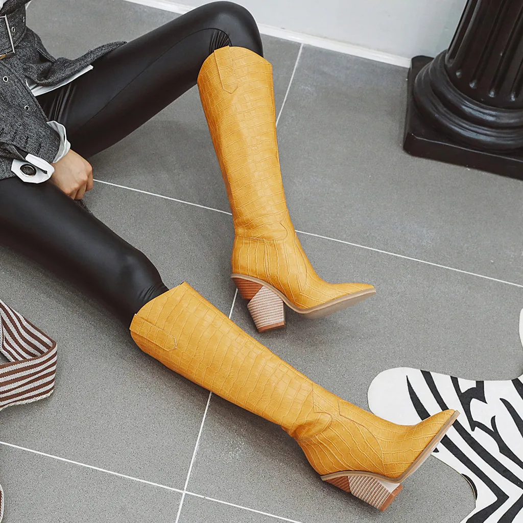 Женская обувь до колена на танкетке с открытым носком Высокие зимние сапоги