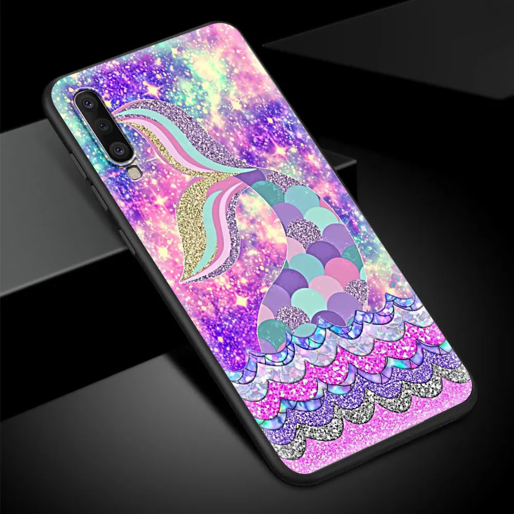 

Shiny Mermaid Tail Phone Cover For Samsung Galaxy A50 A70 A10 A30 A20e A40 A20s A10s A10e Black Soft Silicone Casos Cases