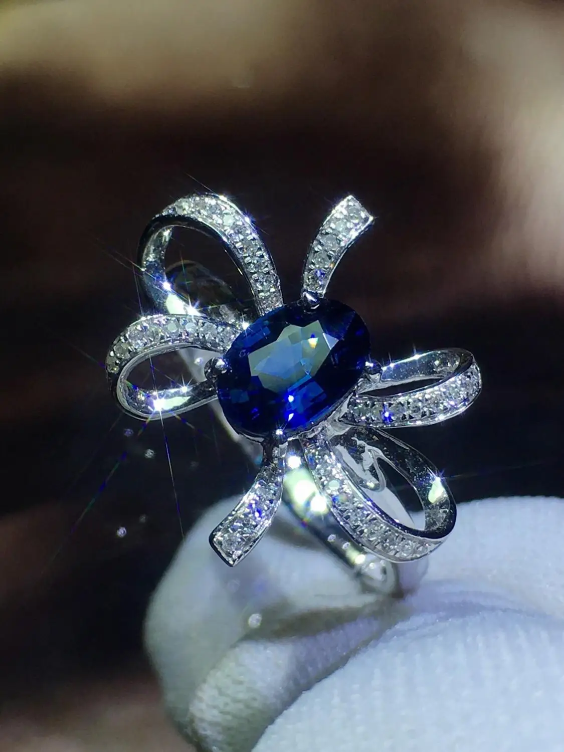 820 кольцо с синим сапфиром 1.15ct Настоящее чистое 18 K натуральный драгоценный камень, синий сапфир 18 k золото бриллианты камень женское кольцо