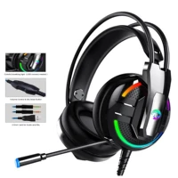 gaming headset headphone s4 gaming headset with mic led light over ear headphones compatible with pc ps4ps5 xbox onemac