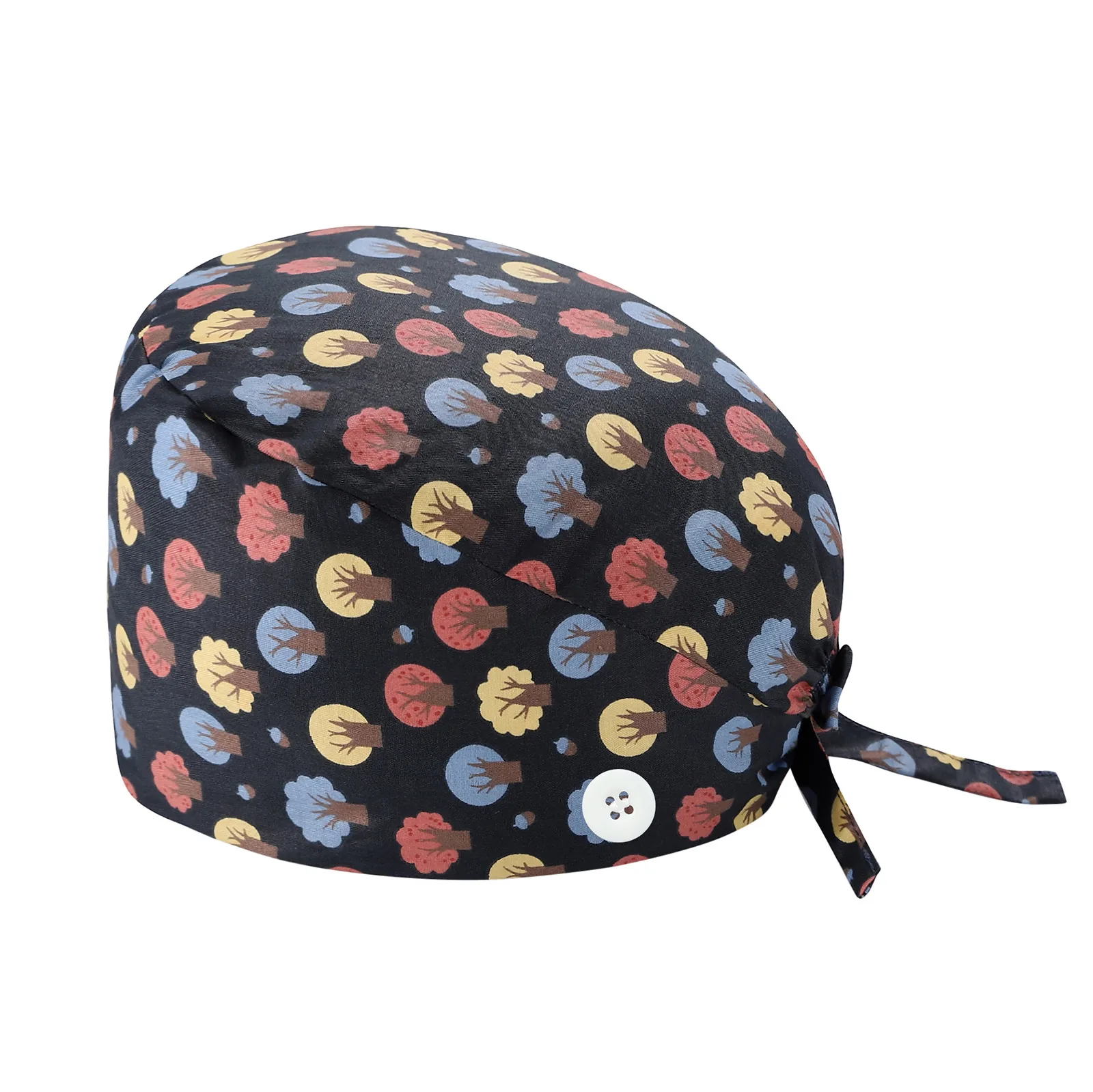 

High Quality Unisex scrubs caps Adjustable Nurse cotton printing hats sweat-absorbent Elastic multicolor scrubs Buttons Tie Hat