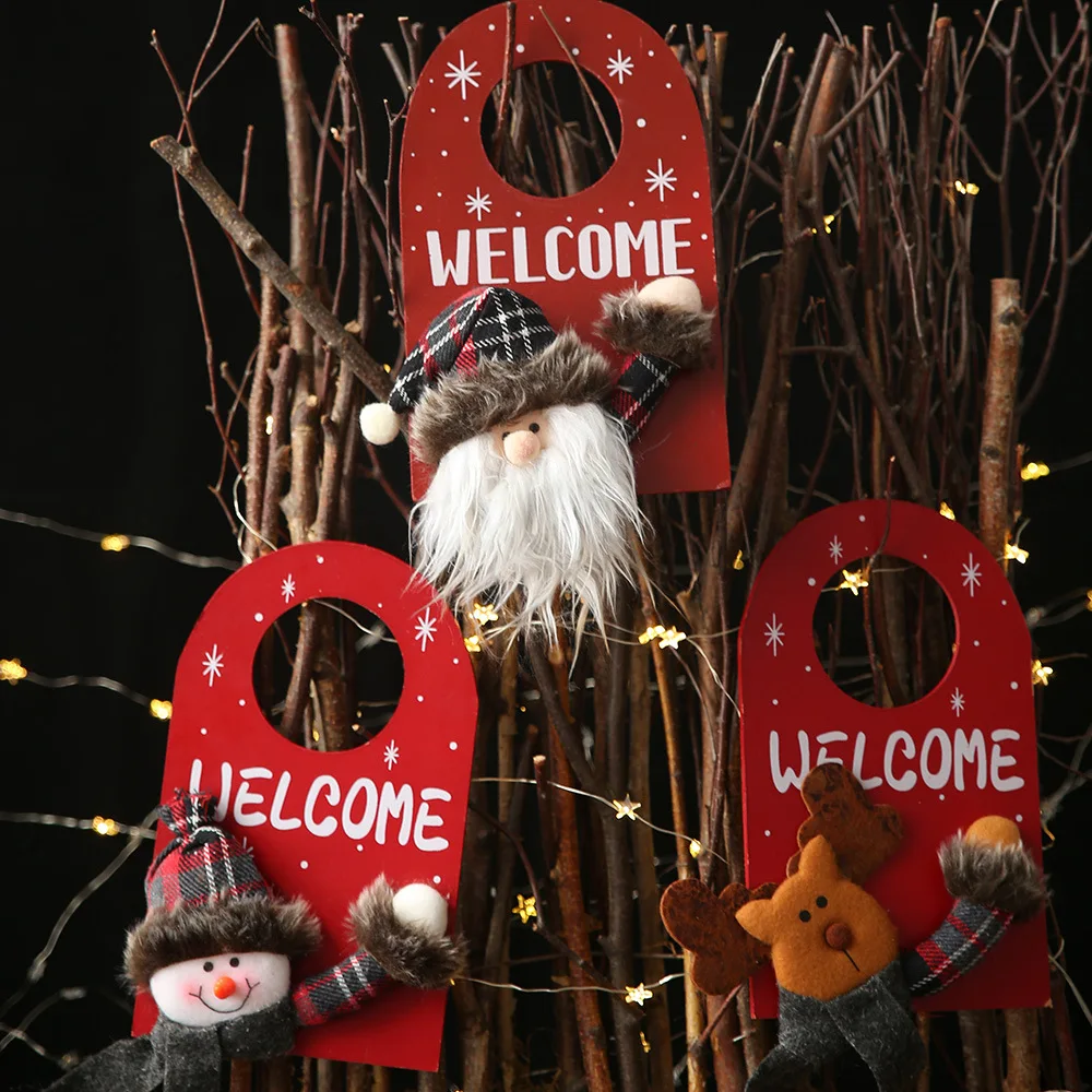 

Рождественская открытка, счастливое украшение, новогодний Рождественский подарок, Санта Снеговик олень кукла, подвесные украшения, товары ...