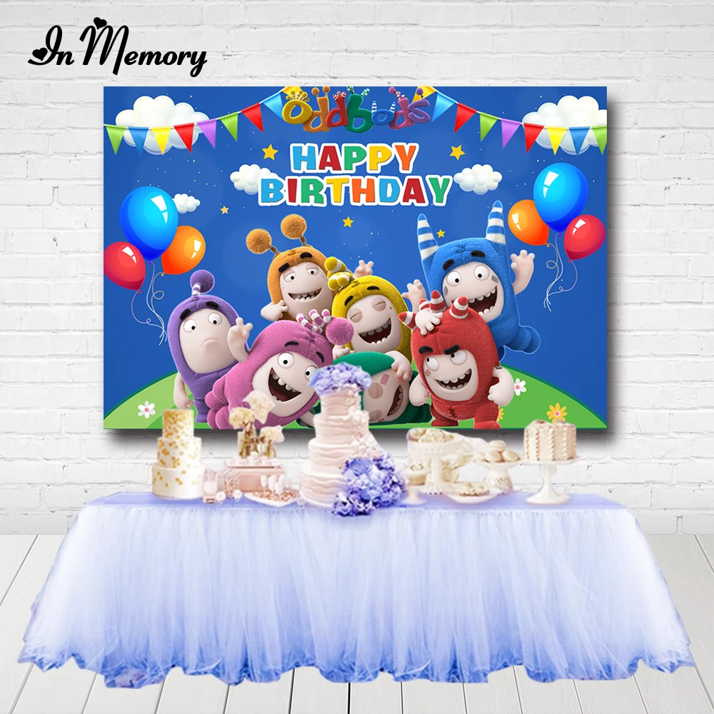 InMemory мультфильм Oddbods День Рождения Вечеринка фоны для детей 7 милых персонажей