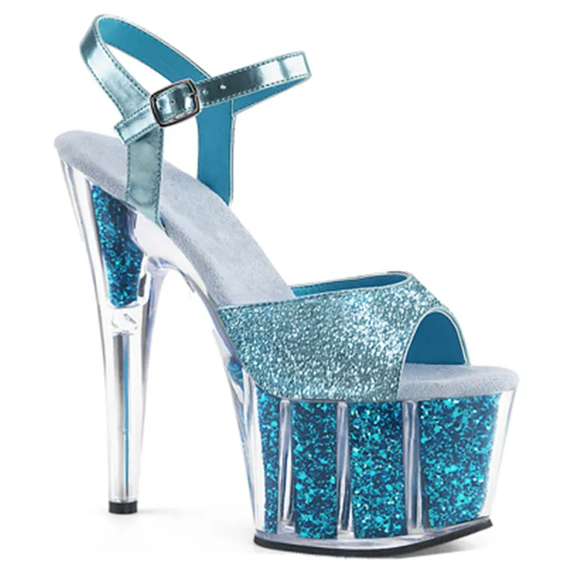 The new Nightclub sandals, 17cm heels with crystal sequin uppers, party pole dancing shoes