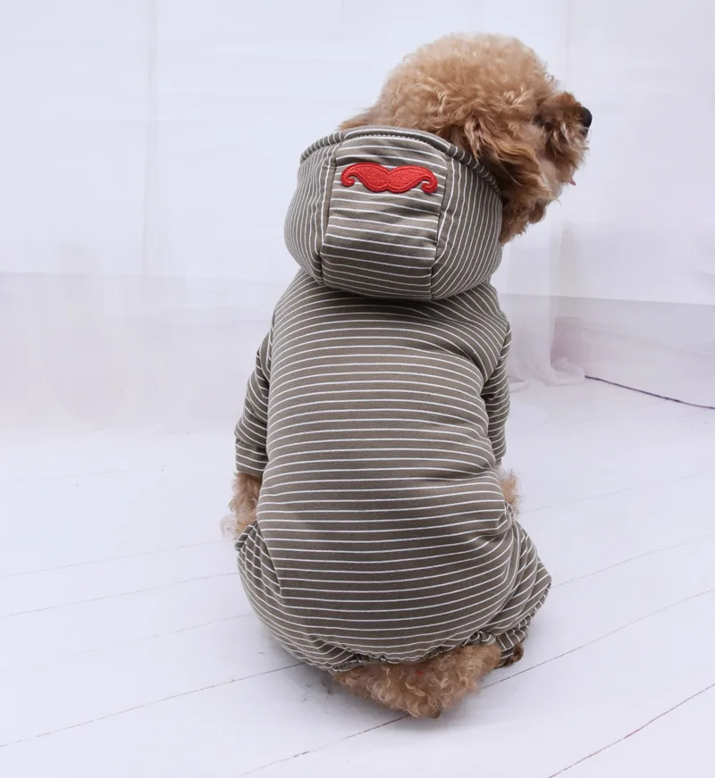 Одежда для домашних животных на осень и зиму в полоску утолщенная с четырьмя