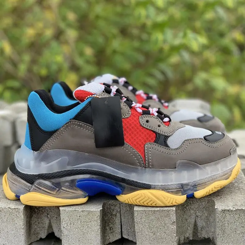 Бесплатная доставка тройной S 17FW папа прозрачная подошва белые кроссовки модные