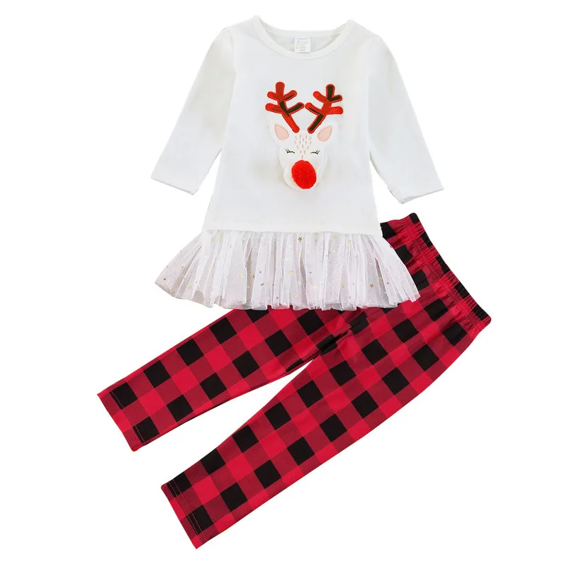 Комплект детской рождественской одежды 2019 модная футболка с оленем для