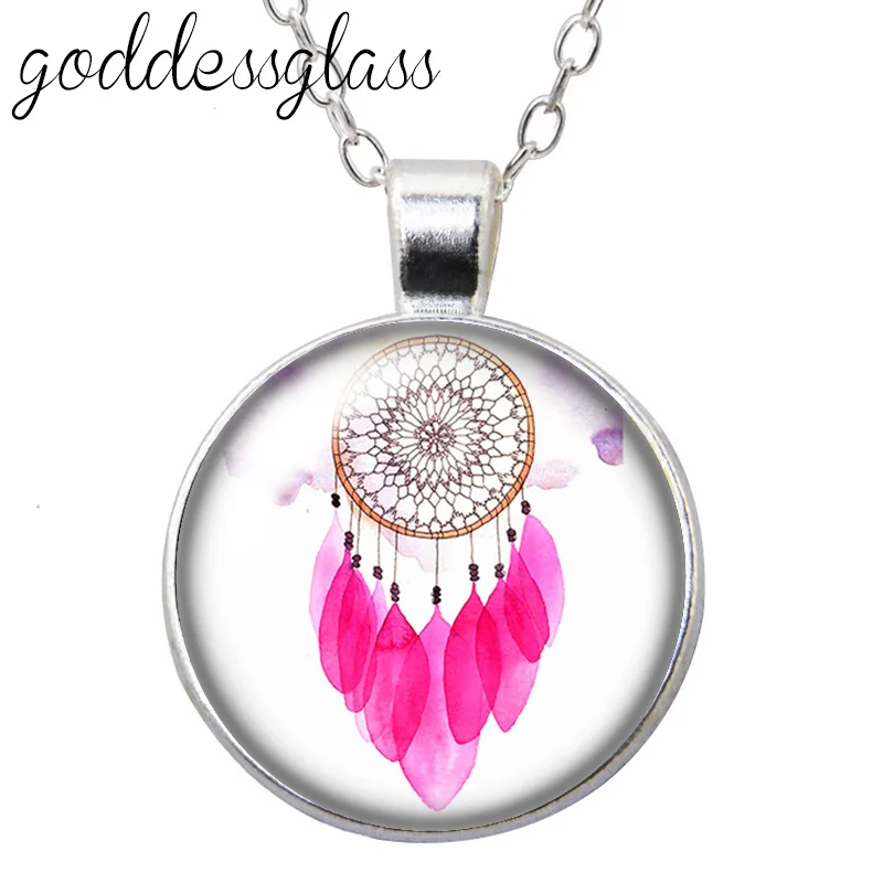 Красота перья Ловец снов красочный круглый стеклянный кабошон