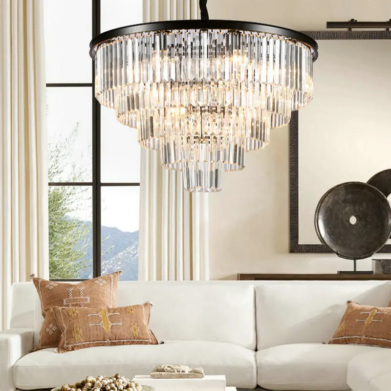 Люстра Светодиодная кольцевая винтажная хрустальная люстра K9 в стиле лофт