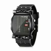 luxury mens square style cool colorful led digital watch binary wrist black hd curren watch men montre femme erkek kol saati