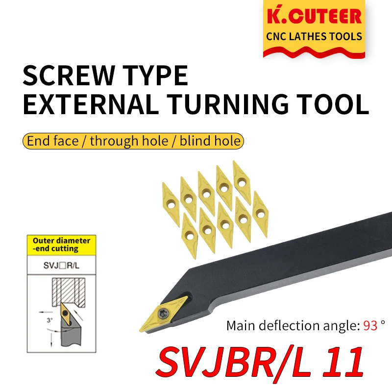 1pc lathe cutter External Turning Tool Holder SVJBR1212H11 SVJBR1616H11 SVJBL2020K11 SVJBR2525M11 carbide inserts VBMT CNC Tools