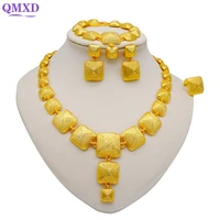 dubai gold 24k jewelry sets for women square jewellery set african wedding gifts party bridal necklace set