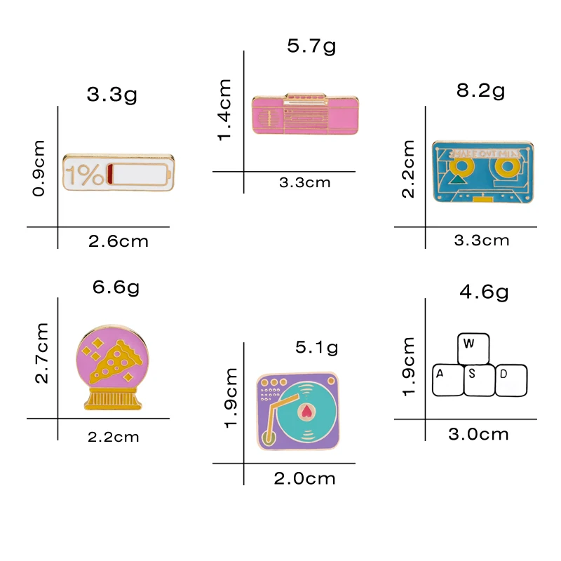 Ceative Cartoon Enamel Pins Battery Keyboard Tape Radio Record Player Fun Brooches Bag Hat Badges Clothes Lapel Pin Kids Gifts images - 6